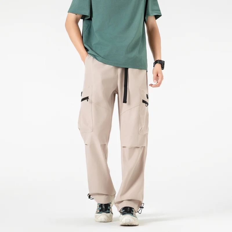 Herren Weite technische Cargo-Hose mit Multifachtaschen, Tunnelzug und verstellbaren Beinabschlüssen Drune