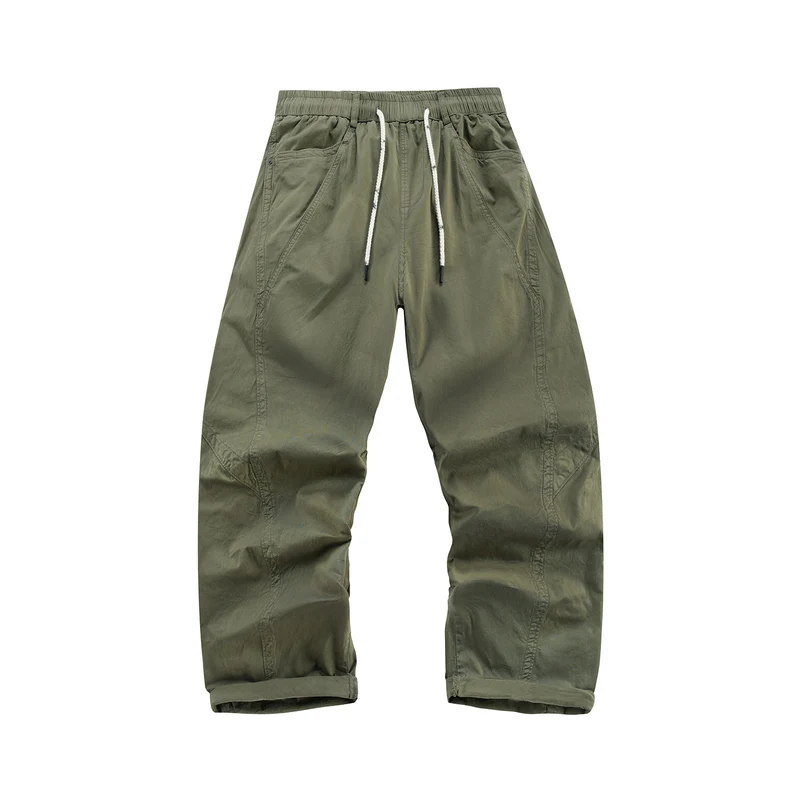 Herren Weite Freizeit-Hose mit elastischem Tunnelzugbund, diagonalem Eingriffstaschen‑Design und Knie‑Paneelen Drune