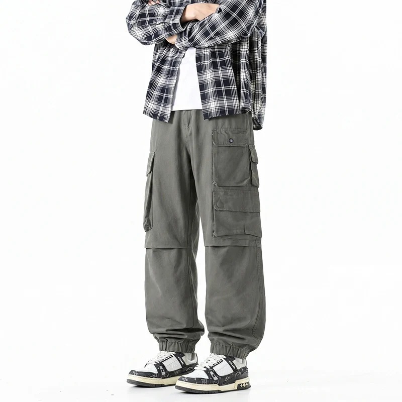 Herren Weite Convertible-Cargo-Hose im Tactical-Streetstyle mit Mehrfachklappentaschen und elastischem Knöchelabschluss Drune
