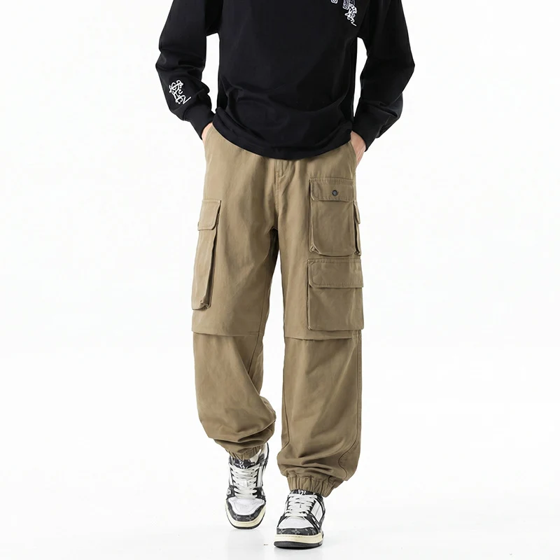 Herren Weite Convertible-Cargo-Hose im Tactical-Streetstyle mit Mehrfachklappentaschen und elastischem Knöchelabschluss Drune
