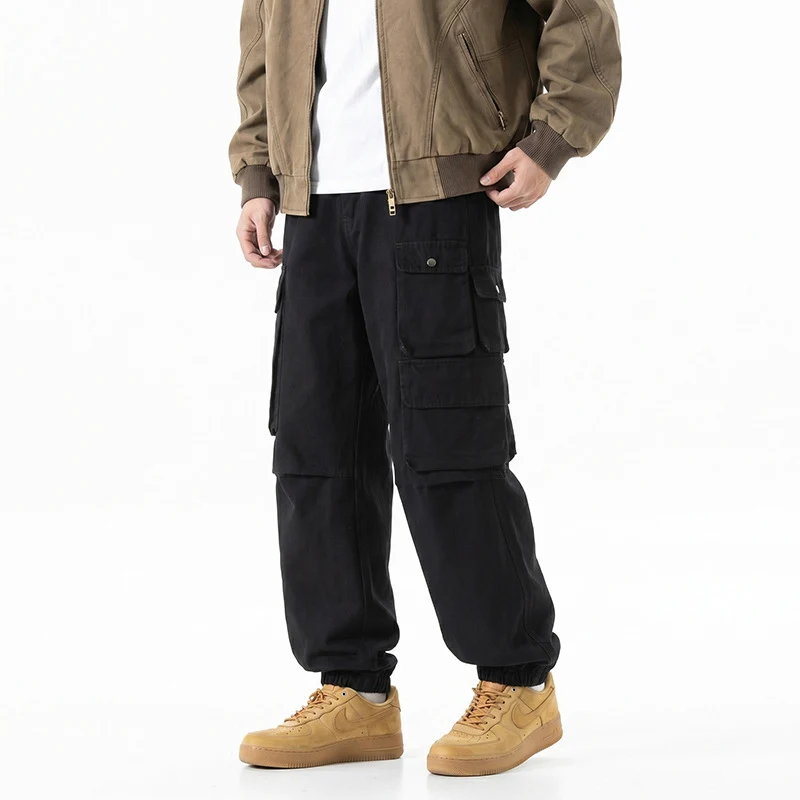 Herren Weite Convertible-Cargo-Hose im Tactical-Streetstyle mit Mehrfachklappentaschen und elastischem Knöchelabschluss Drune