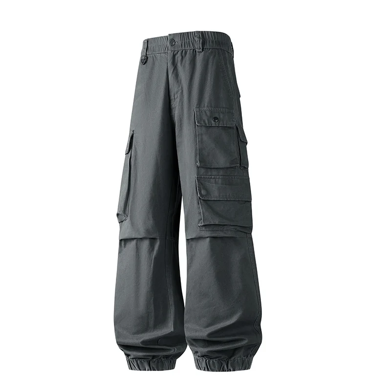 Herren Weite Convertible-Cargo-Hose im Tactical-Streetstyle mit Mehrfachklappentaschen und elastischem Knöchelabschluss Drune