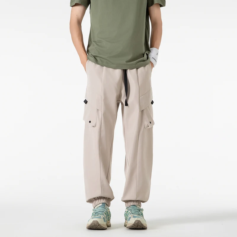 Herren Weite Cargo-Joggerhose mit elastischem Tunnelzugbund, Mehrfachklappentaschen und gerippten Knöcheln Drune
