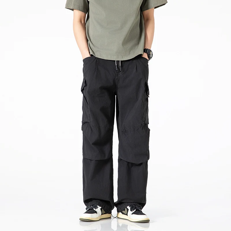 Herren Weite Cargo-Hose mit Tunnelzugbund, Multifunktions-Taschen und teilbaren Kniepartien Drune