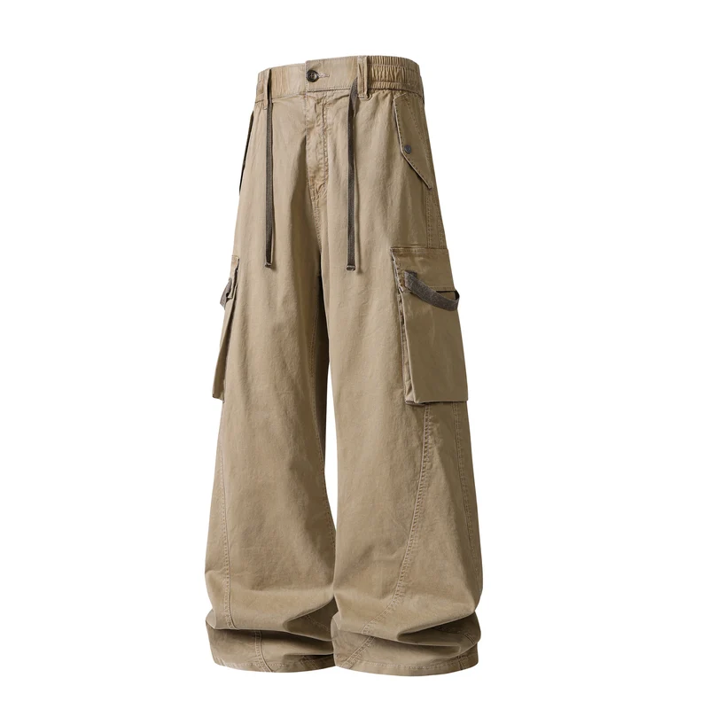 Herren Weite Cargo-Bundfaltenhose mit Tunnelzug und großen Klappentaschen Drune