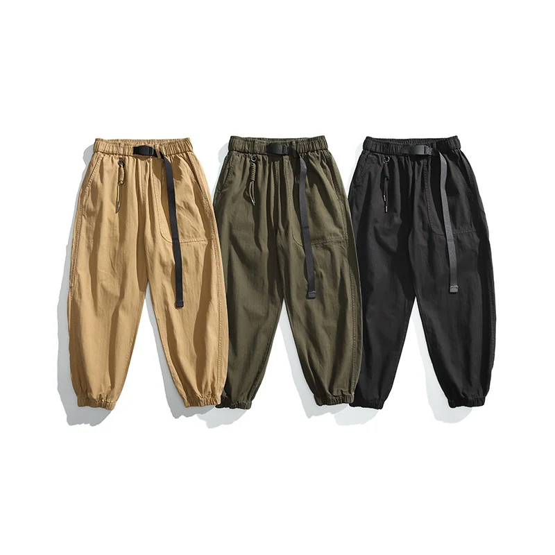 Herren Weite Canvas-Cargo-Jogginghose im Utility-Style mit elastischem Bund, integriertem Webgürtel und Bündchen Drune