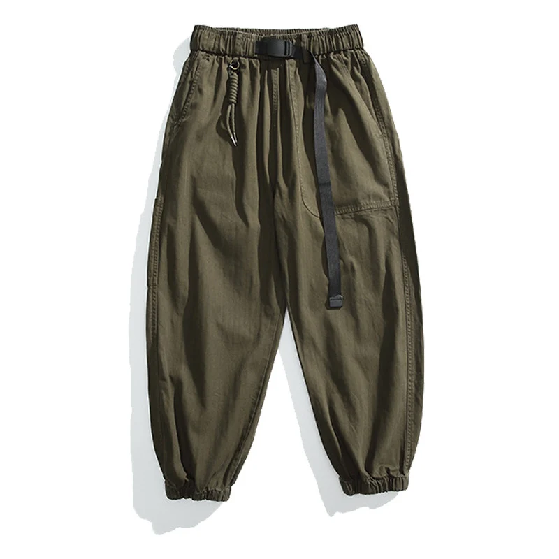 Herren Weite Canvas-Cargo-Jogginghose im Utility-Style mit elastischem Bund, integriertem Webgürtel und Bündchen Drune