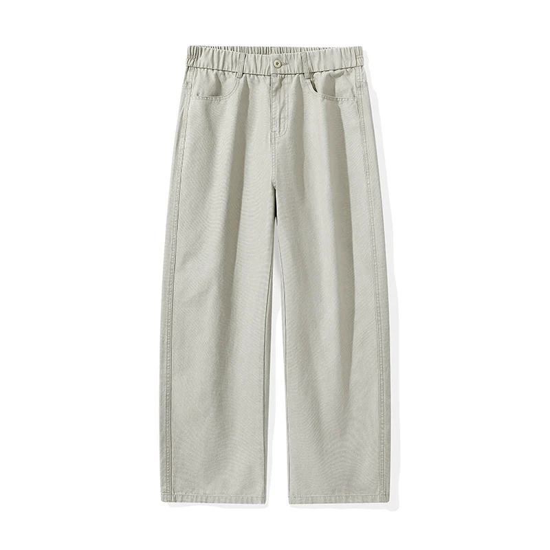 Herren Weite Baumwollhose mit elastischem Bund, geradem Bein und Eingrifftaschen Drune
