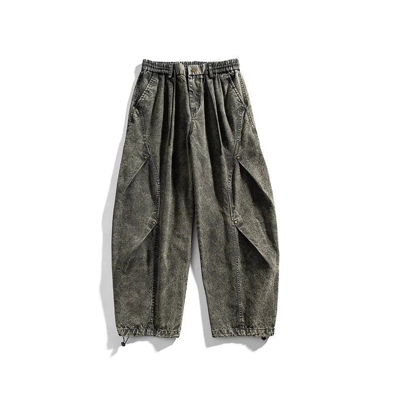 Herren weite Baumwoll-Cargohose mit Elastikbund, Kordelzug und Utility-Details Drune
