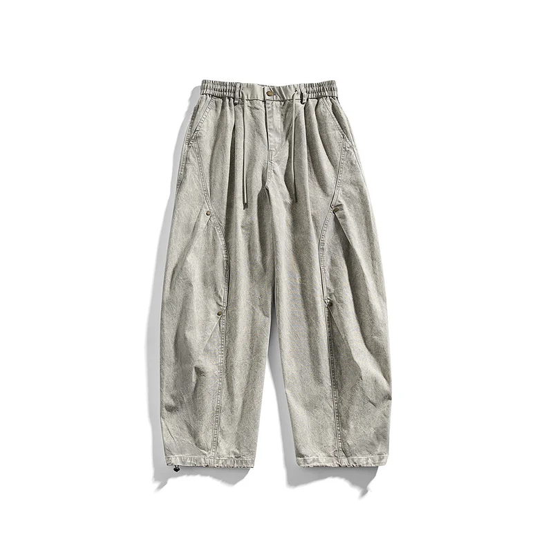 Herren weite Baumwoll-Cargohose mit Elastikbund, Kordelzug und Utility-Details Drune