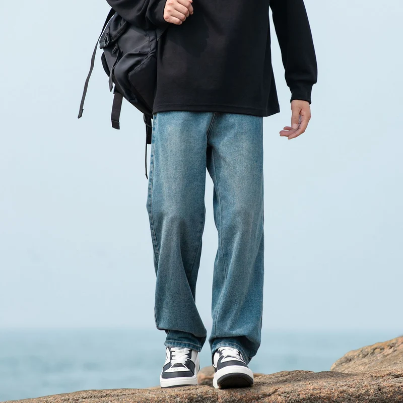 Herren weite Baggy-Jeans im Vintage‑Workwear‑Look mit relaxed Sitz und geradem Bein Drune