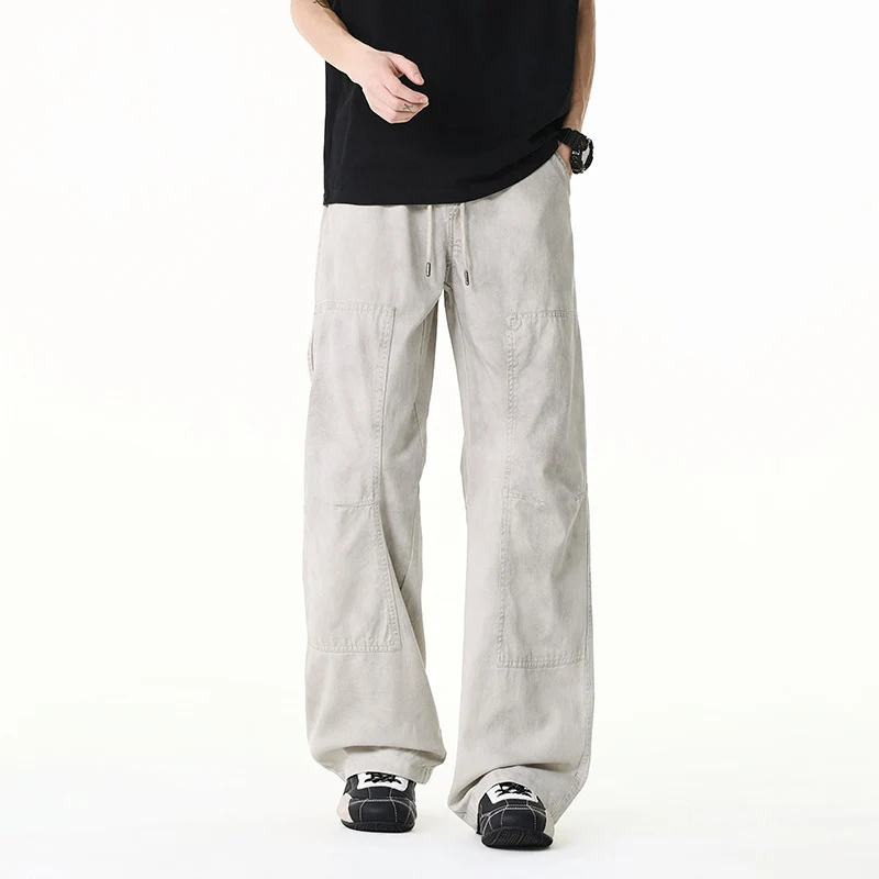 Herren Weite Baggy-Cargohose aus Baumwoll-Twill mit elastischem Bund und Knie-Patch Drune