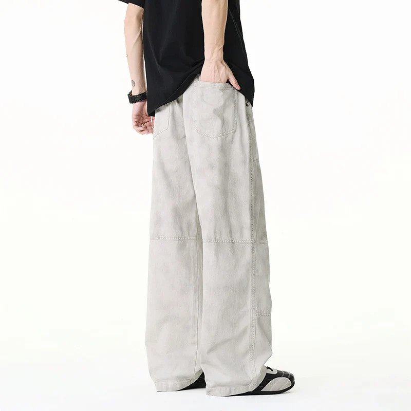 Herren Weite Baggy-Cargohose aus Baumwoll-Twill mit elastischem Bund und Knie-Patch Drune