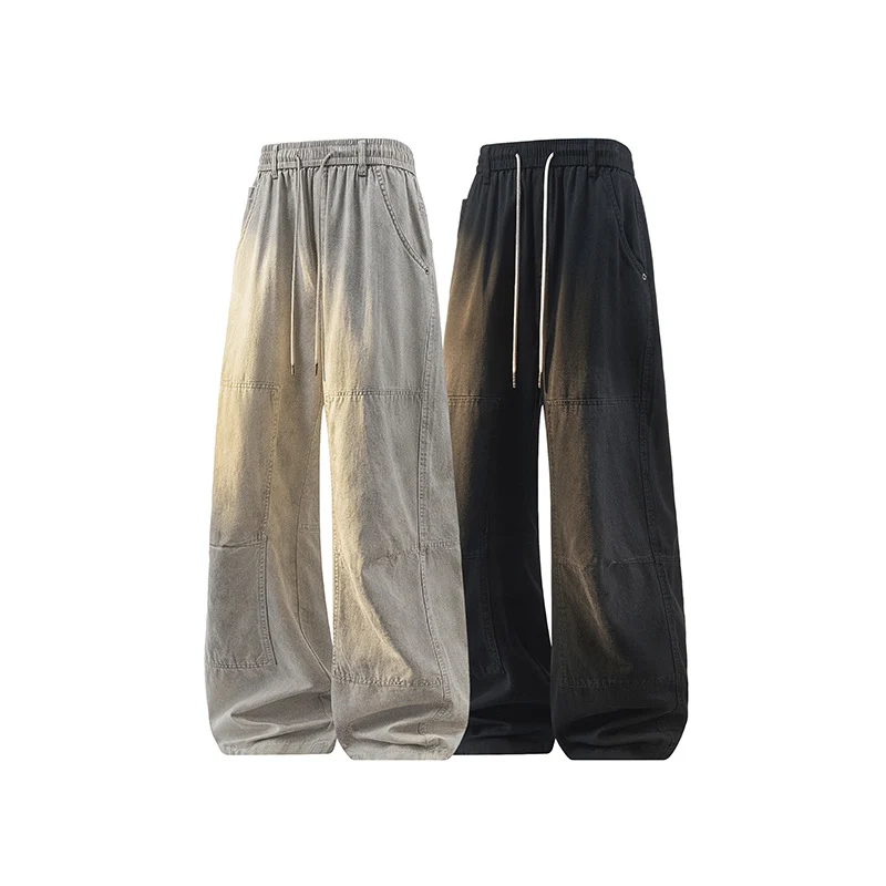Herren Weite Baggy-Cargohose aus Baumwoll-Twill mit elastischem Bund und Knie-Patch Drune