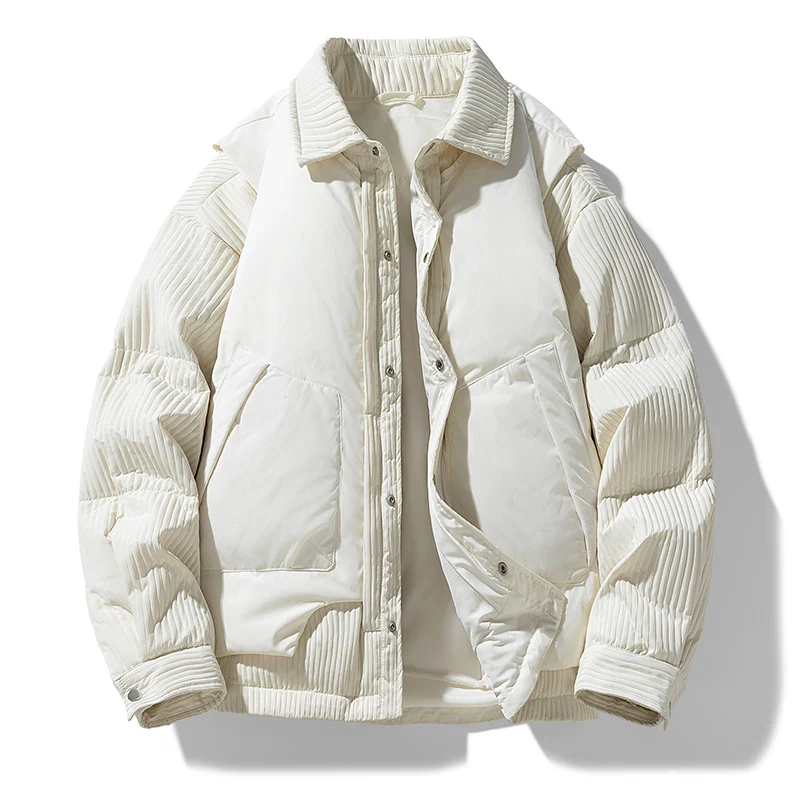 Herren Wattierte Steppjacke mit Cord‑Einsätzen und Hemdkragen Drune