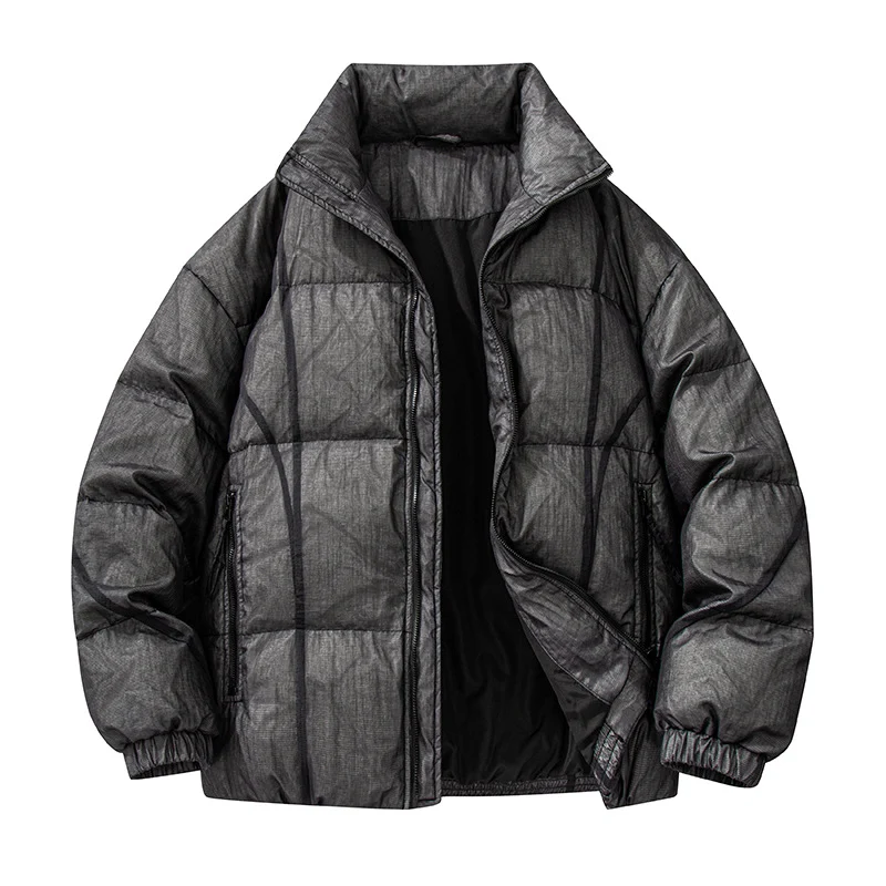 Herren Wattierte Oversize-Steppjacke mit hohem Stehkragen und elastischen Bündchen Drune