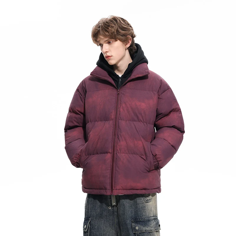 Herren Wattierte Kapuzenjacke mit Samtoptik, hohem Kragen und elastischen Bündchen Drune