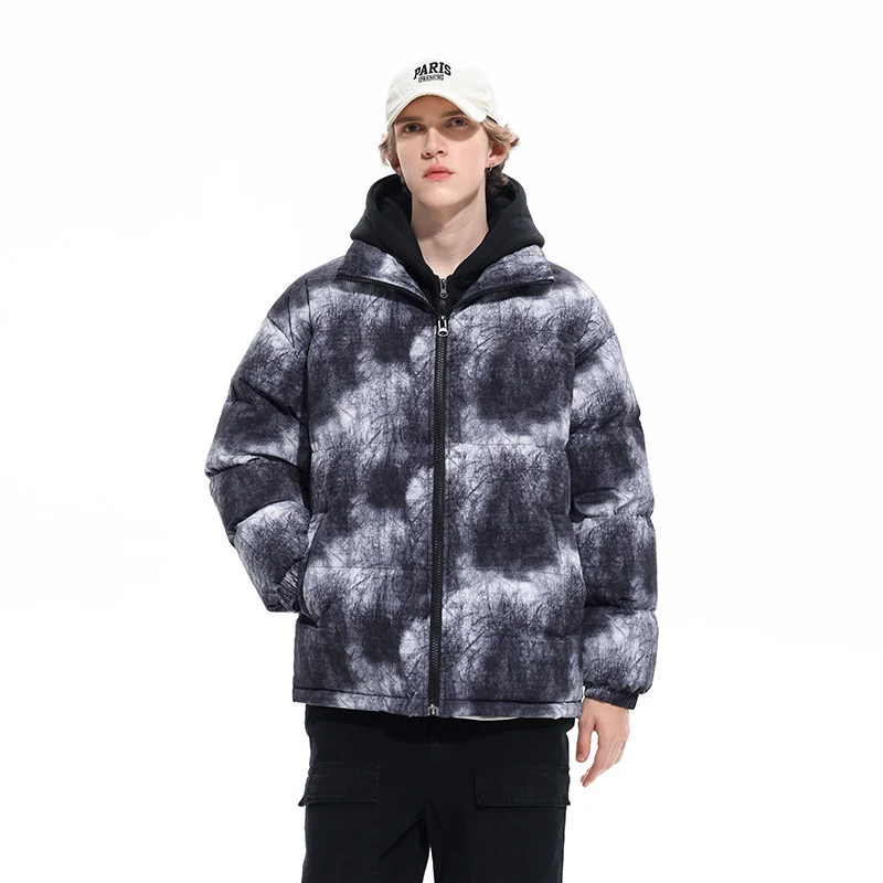 Herren Wattierte Kapuzenjacke mit Samtoptik, hohem Kragen und elastischen Bündchen Drune