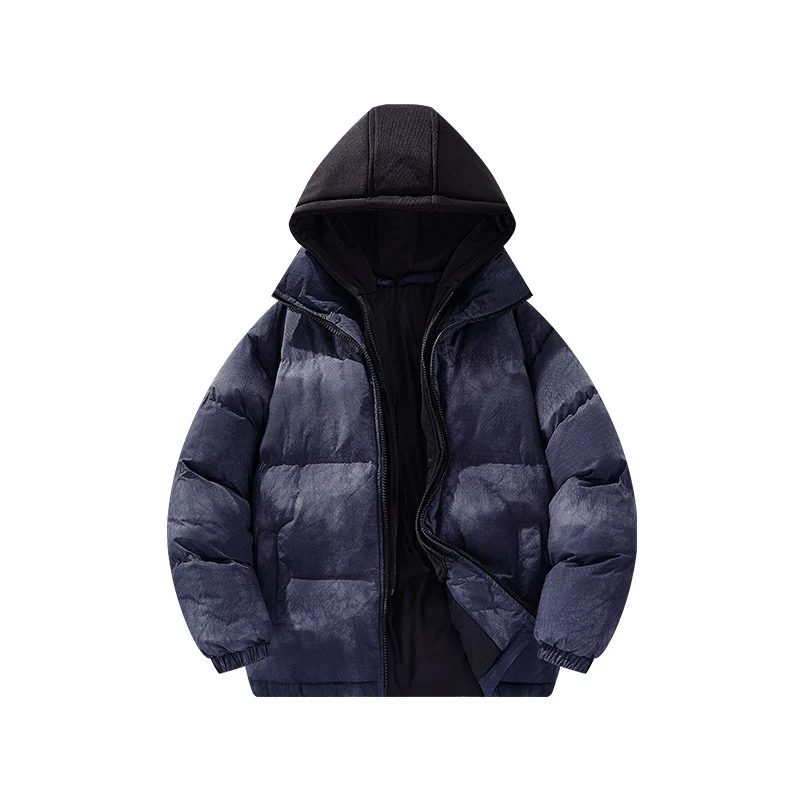 Herren Wattierte Kapuzenjacke mit Samtoptik, hohem Kragen und elastischen Bündchen Drune