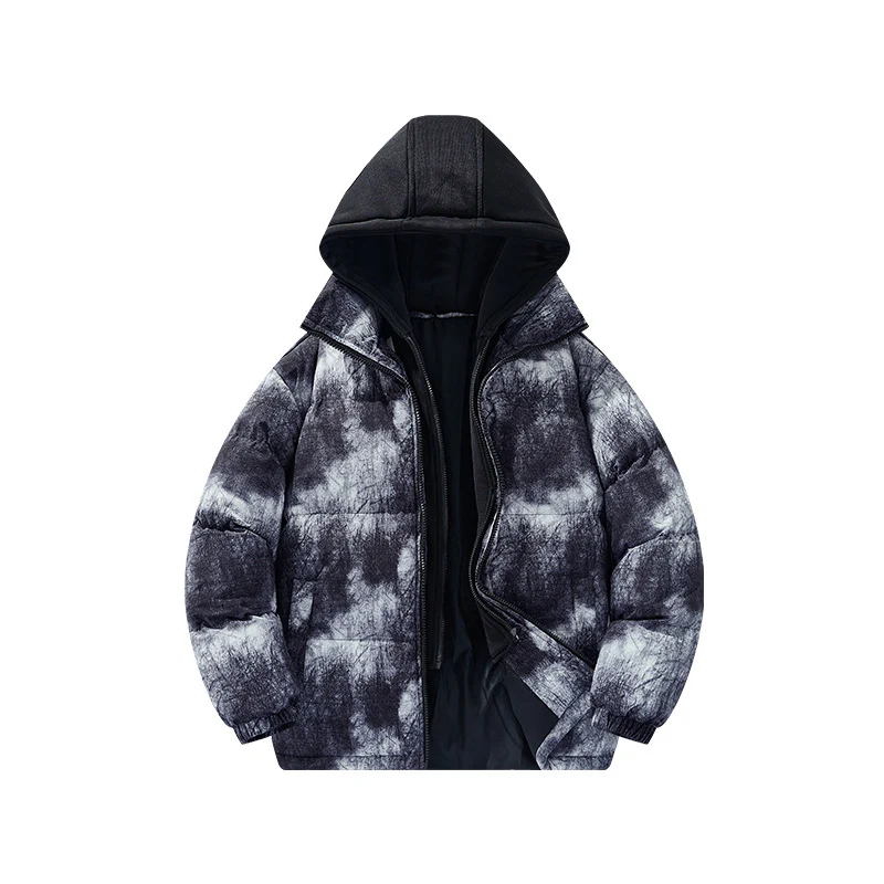 Herren Wattierte Kapuzenjacke mit Samtoptik, hohem Kragen und elastischen Bündchen Drune