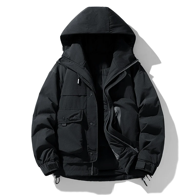Herren wattierte Kapuzen-Fieldjacke mit Multifunktionstaschen Drune