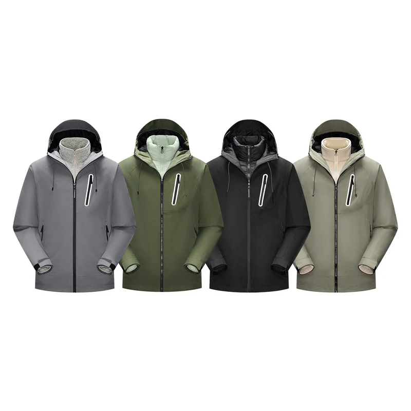Herren Wasserdichte Softshell-Regenjacke mit verstellbarer Kapuze und Brustreißverschluss Drune