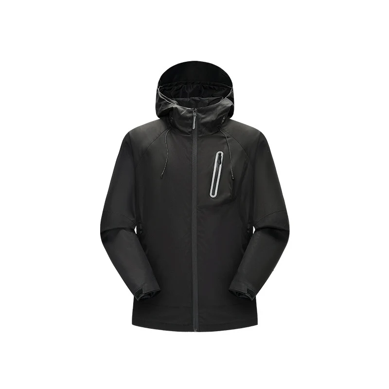 Herren Wasserdichte Softshell-Regenjacke mit verstellbarer Kapuze und Brustreißverschluss Drune