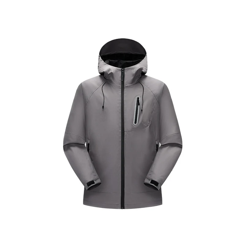Herren Wasserdichte Softshell-Regenjacke mit verstellbarer Kapuze und Brustreißverschluss Drune