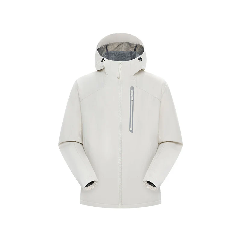 Herren Wasserdichte Softshell-Outdoorjacke mit verstellbarer Kapuze, verschweißten Reißverschlüssen und reflektierender Brusttasche Drune