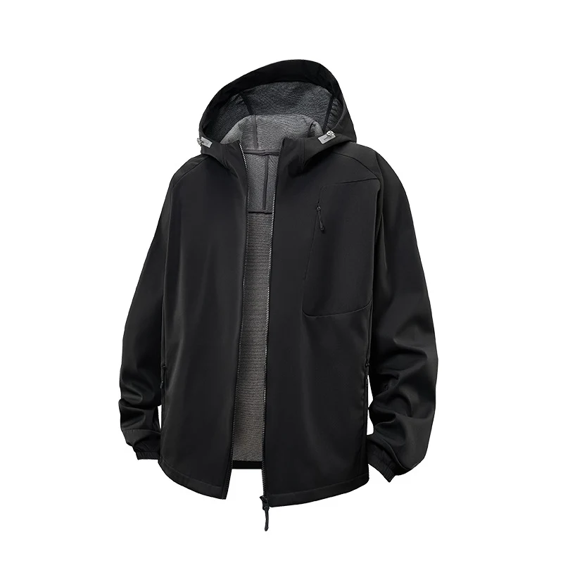 Herren Wasserdichte Softshell-Kapuzenjacke mit Fleece-Innenfutter, winddicht und mit Brustreißverschluss Drune