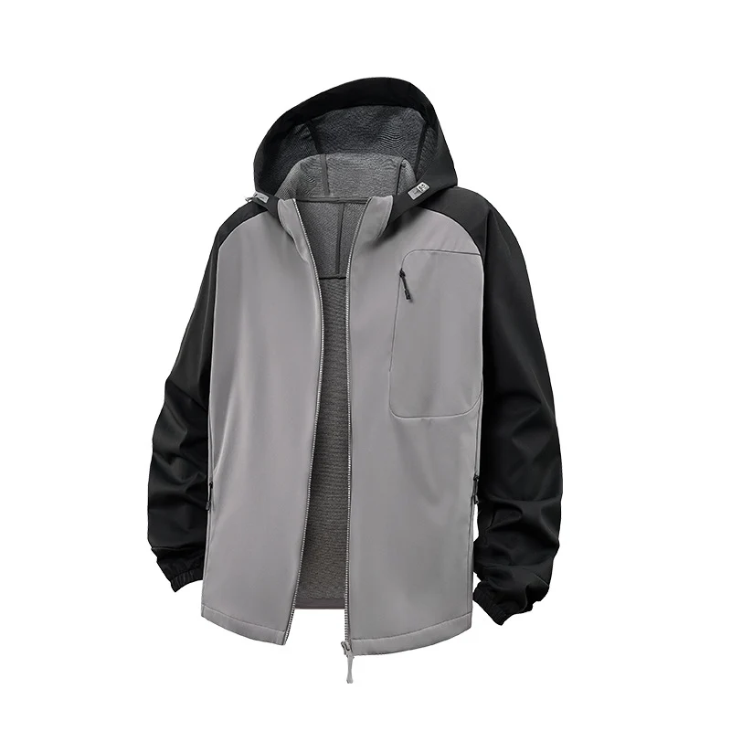 Herren Wasserdichte Softshell-Kapuzenjacke mit Fleece-Innenfutter, winddicht und mit Brustreißverschluss Drune