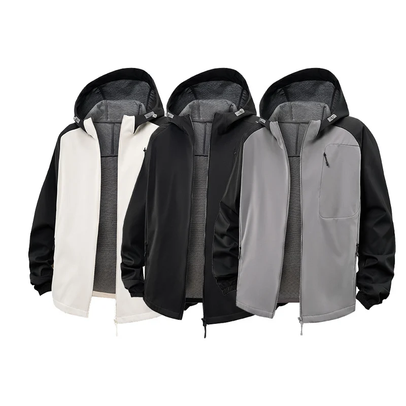 Herren Wasserdichte Softshell-Kapuzenjacke mit Fleece-Innenfutter, winddicht und mit Brustreißverschluss Drune