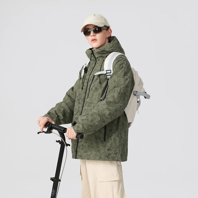 Herren Wasserdichte atmungsaktive Outdoor-Softshelljacke mit getapten Nähten und Kapuze Drune