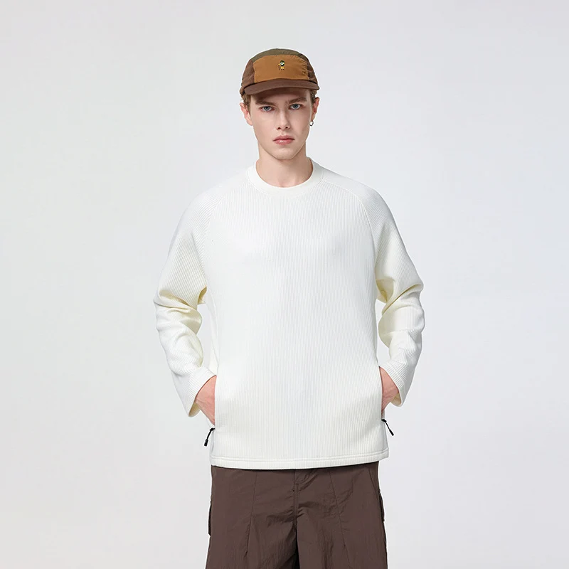 Herren Waffelstruktur-Thermo-Sweatshirt mit Raglanärmeln und Reißverschlusstaschen Drune