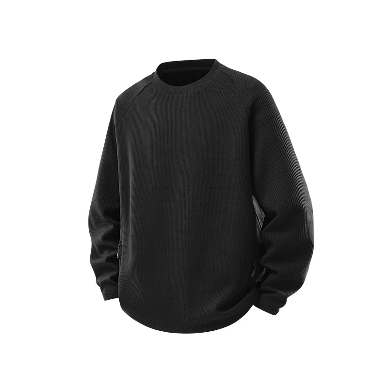 Herren Waffelstruktur-Thermo-Sweatshirt mit Raglanärmeln und Reißverschlusstaschen Drune