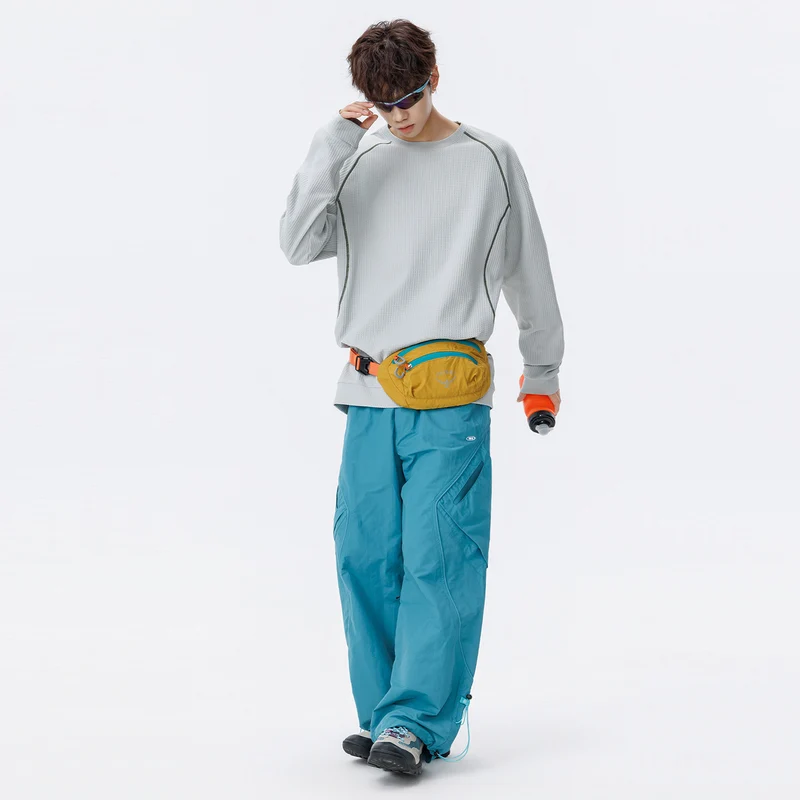 Herren Waffelstruktur-Oversized-Sweatshirt mit Raglanärmeln und Relaxed-Fit Drune