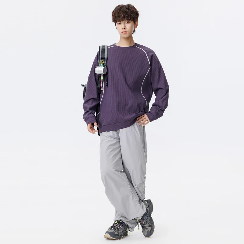 Herren Waffelstruktur-Oversized-Sweatshirt mit Raglanärmeln und Relaxed-Fit Drune