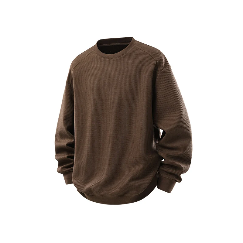Herren Waffelstrick Rundhals‑Sweatshirt mit relaxed Fit und gerippten Bündchen Drune