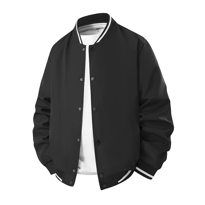 Herren Varsity-Bomberjacke im College-Stil mit Druckknopfverschluss und gerippten Kontrastbündchen Drune