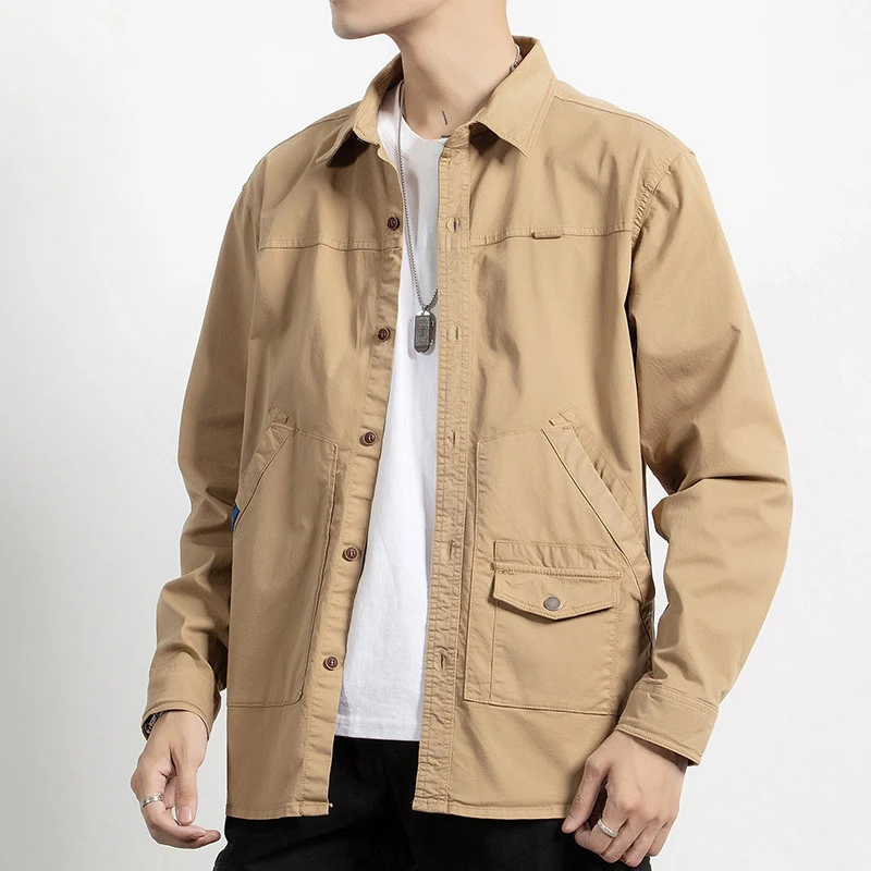 Herren Utility-Hemdjacke aus robustem Baumwoll-Twill mit Mehrfachtaschen Drune