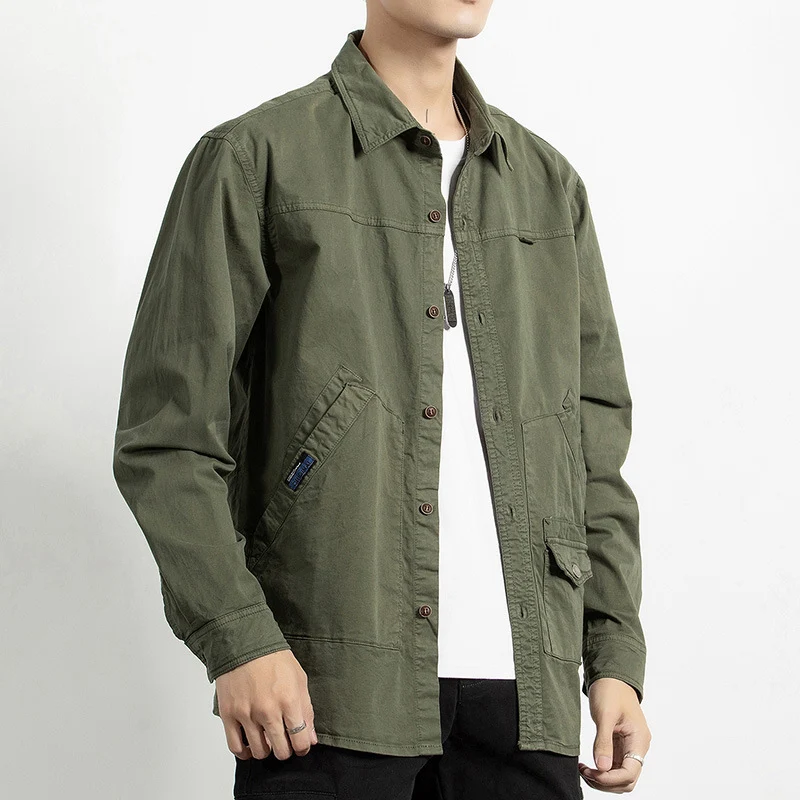Herren Utility-Hemdjacke aus robustem Baumwoll-Twill mit Mehrfachtaschen Drune