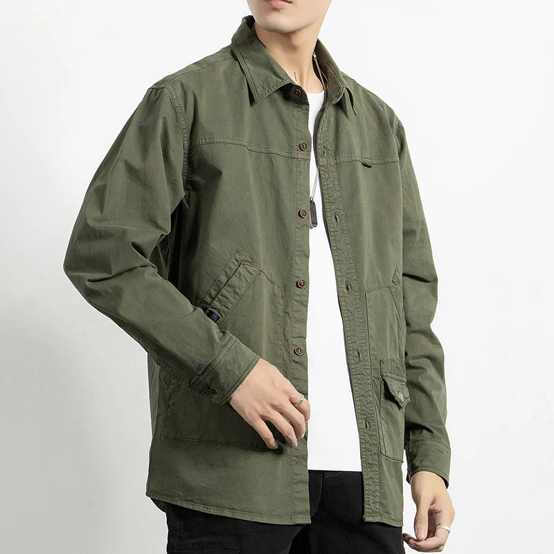 Herren Utility-Hemdjacke aus robustem Baumwoll-Twill mit Mehrfachtaschen Drune