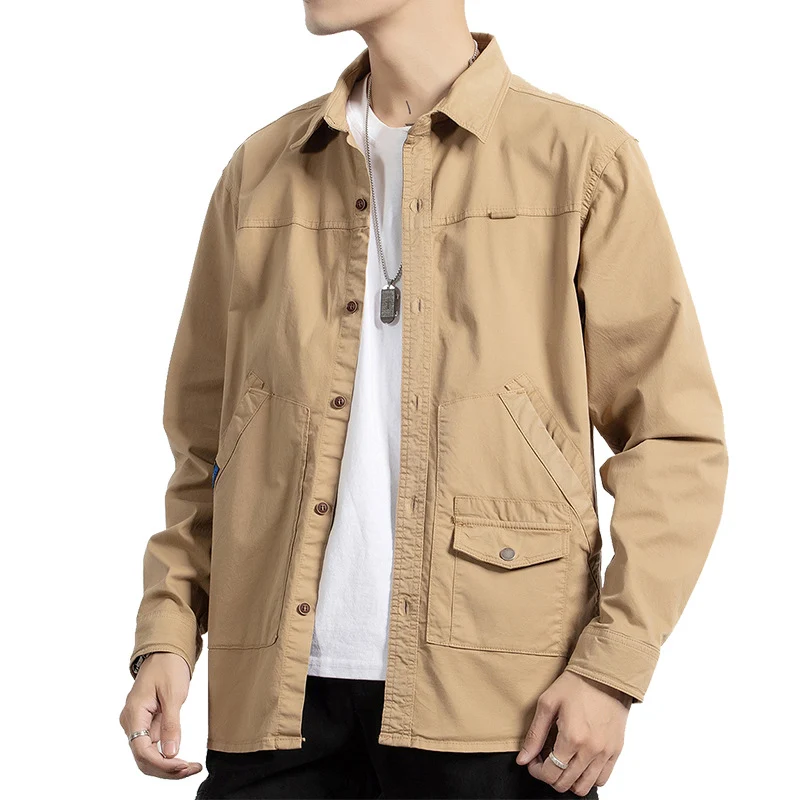 Herren Utility-Hemdjacke aus robustem Baumwoll-Twill mit Mehrfachtaschen Drune