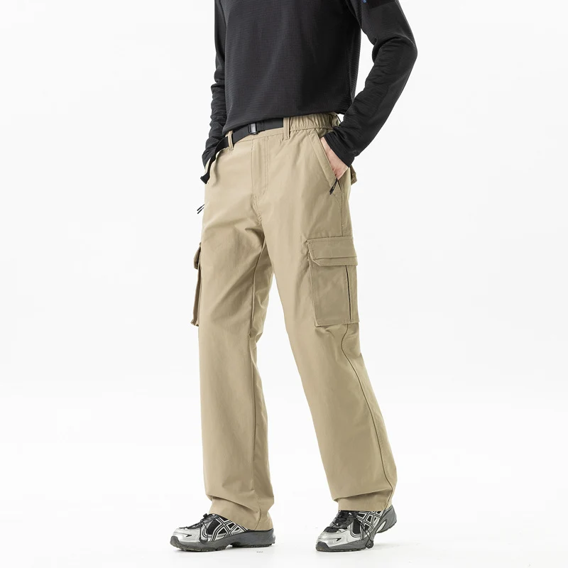 Herren Utility-Cargohose im technischen Trekking-Stil mit integriertem Gürtel und Mehrfach‑Taschen Drune