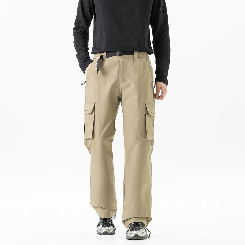 Herren Utility-Cargohose im technischen Trekking-Stil mit integriertem Gürtel und Mehrfach‑Taschen Drune