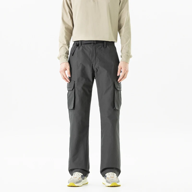Herren Utility-Cargohose im technischen Trekking-Stil mit integriertem Gürtel und Mehrfach‑Taschen Drune