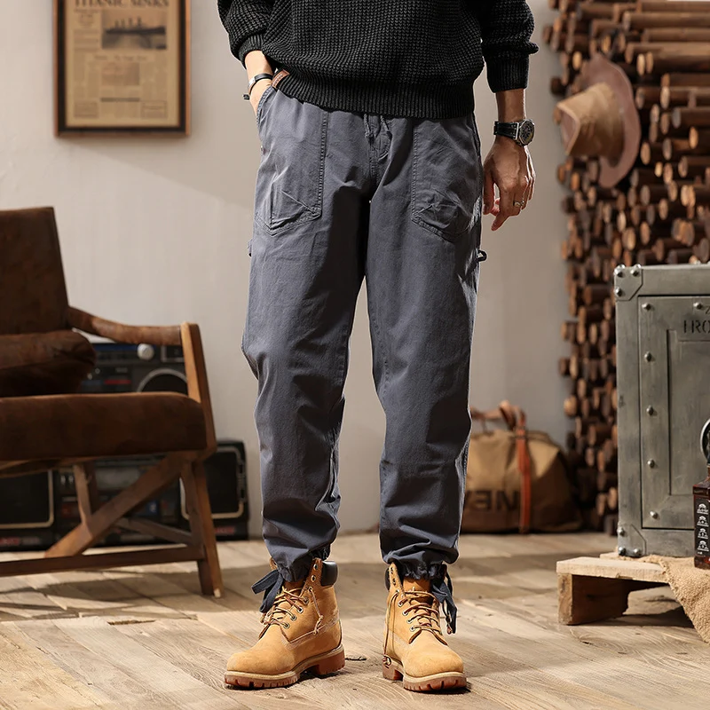 Herren Utility-Cargohose im Joggerstil mit elastischem Komfortbund, Multifachtaschen und Zugbändern am Knöchel Drune