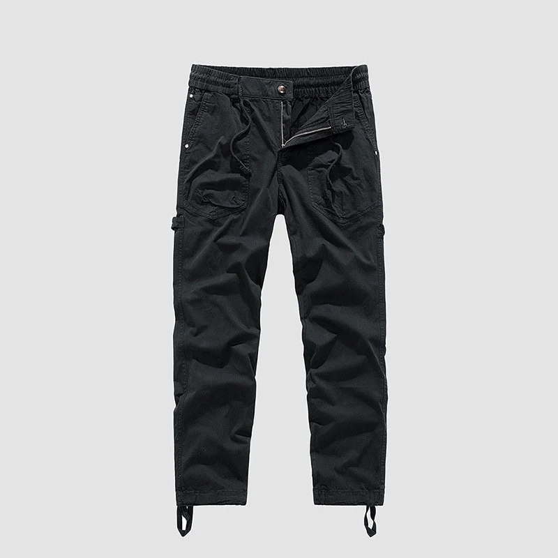 Herren Utility-Cargohose im Joggerstil mit elastischem Komfortbund, Multifachtaschen und Zugbändern am Knöchel Drune