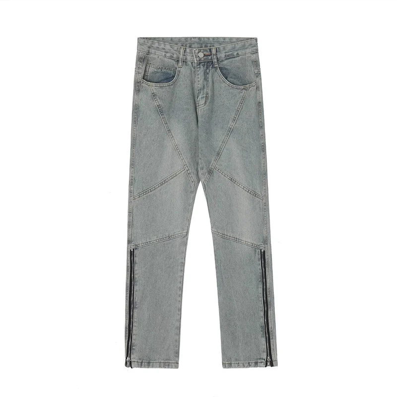 Herren Modische Denim Jeans mit kreativen Reißverschluss-Details Drune