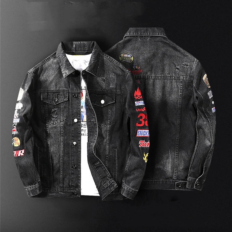 Herren Modische Denim-Jacke Drune